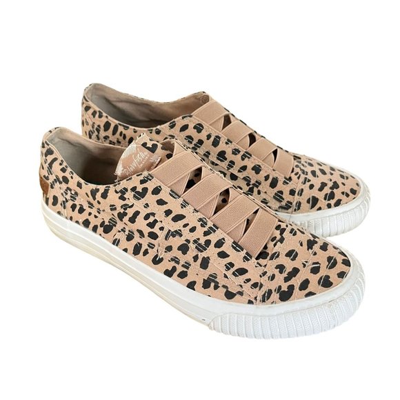 Blowfish Shoes - Blowfish Size 8 Beige Black Leopard Cheetah Animal Print Slip On Flat Sneakers